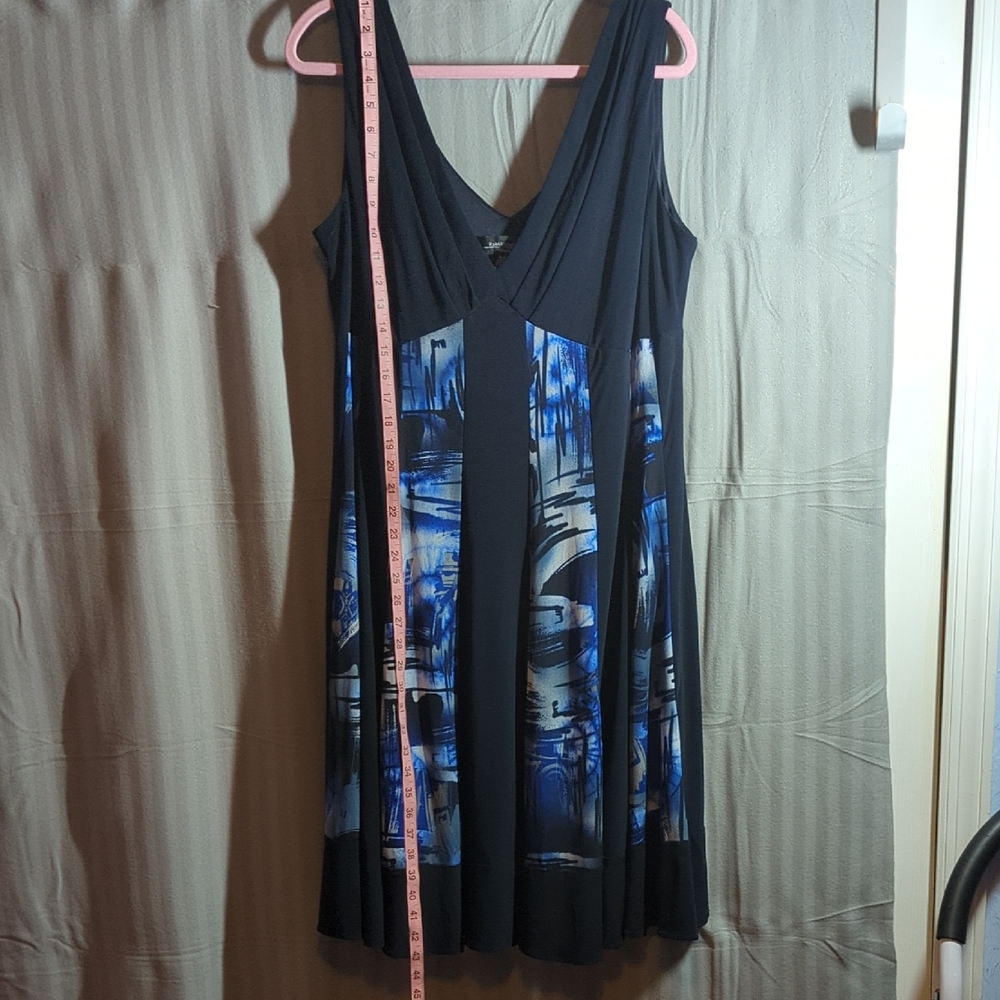 R & M Richards Black and Blue Midi Dress